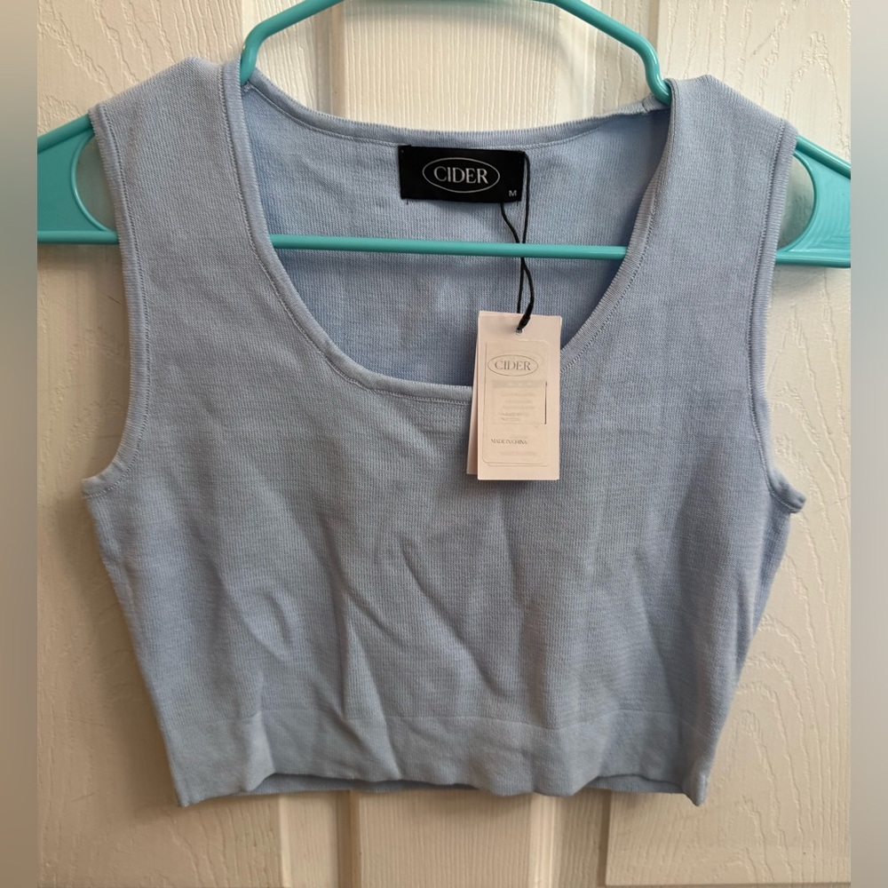 Cider Light Blue Crop Tank Top